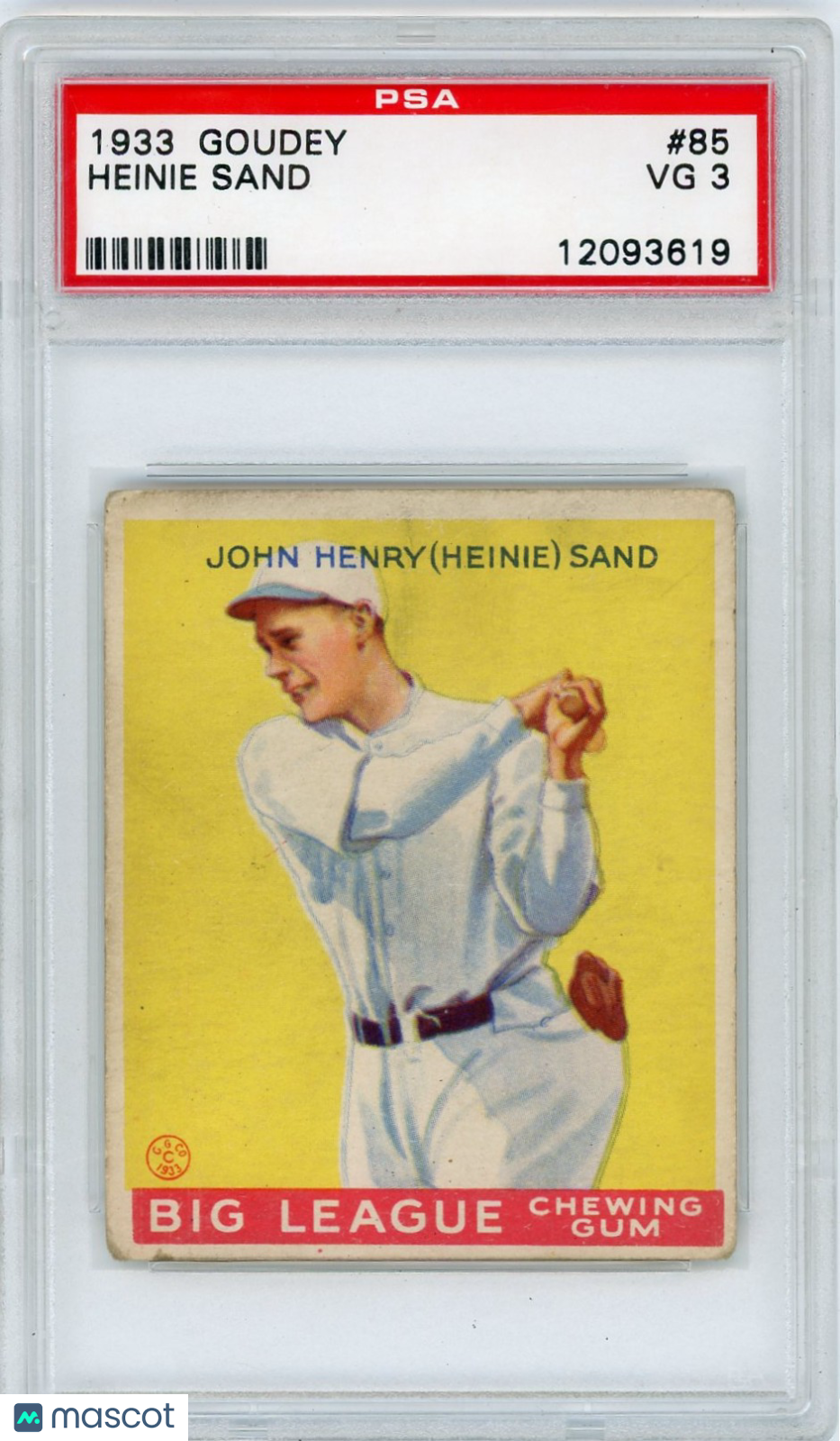 1933 Goudey Heinie Sand #85 PSA 3