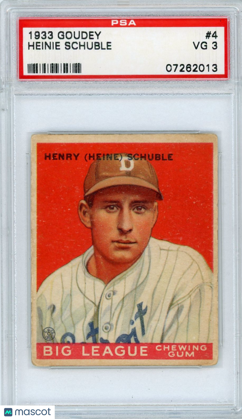 1933 Goudey Heinie Schuble #4 PSA 3