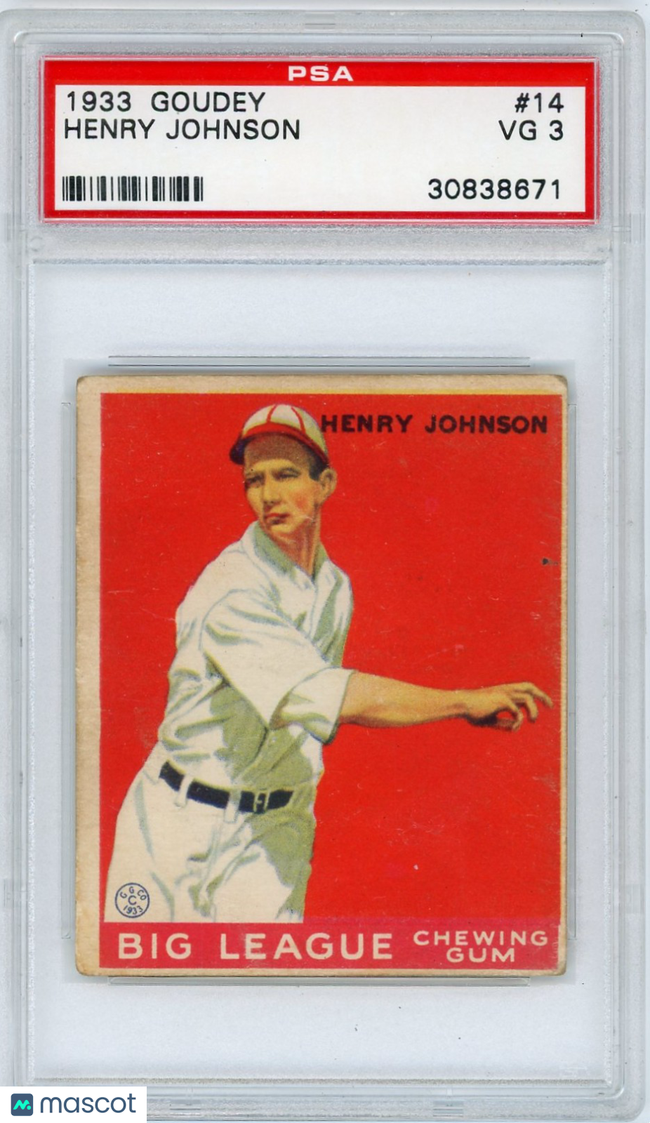 1933 Goudey Henry Johnson #14 PSA 3