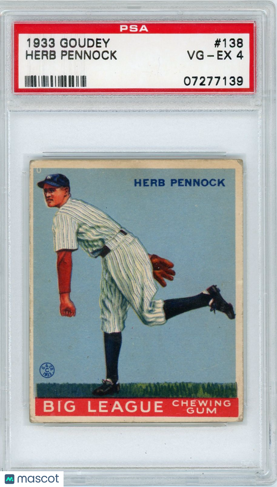 1933 Goudey Herb Pennock #138 PSA 4