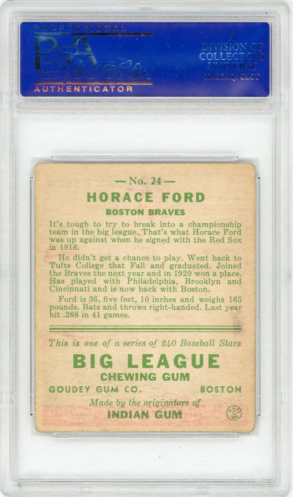 1933 Goudey Horace Ford #24 PSA 4