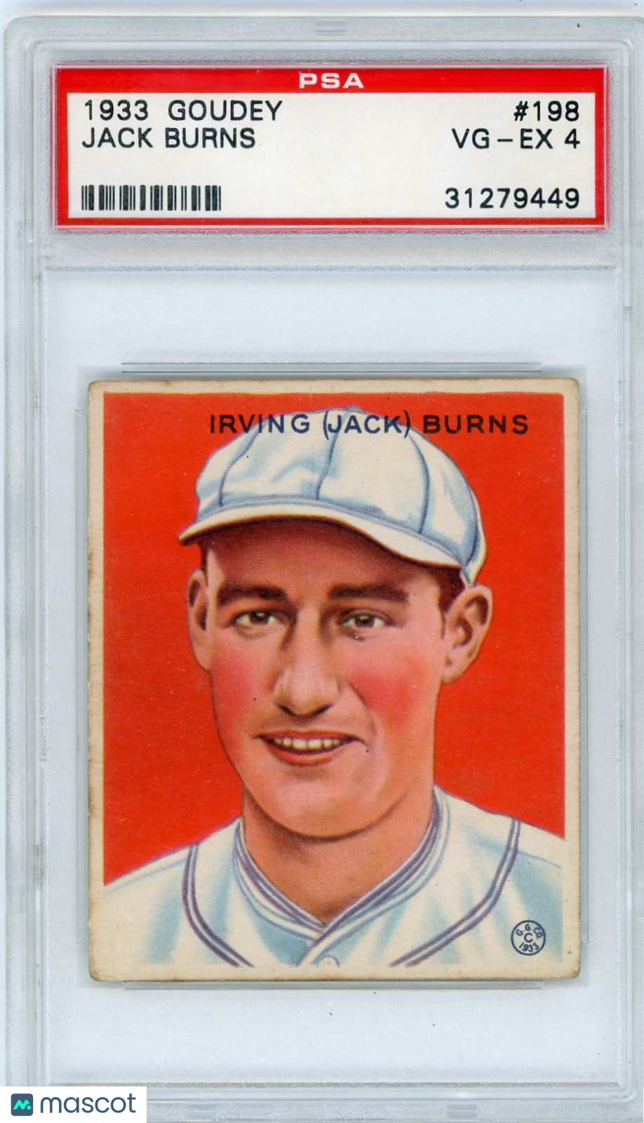 1933 Goudey Jack Burns #198 PSA 4