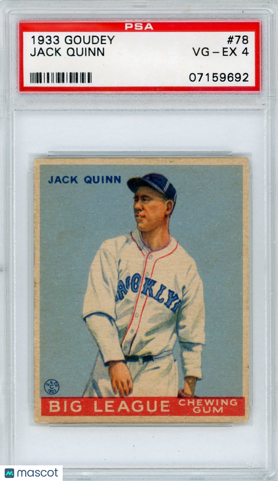 1933 Goudey Jack Quinn #78 PSA 4