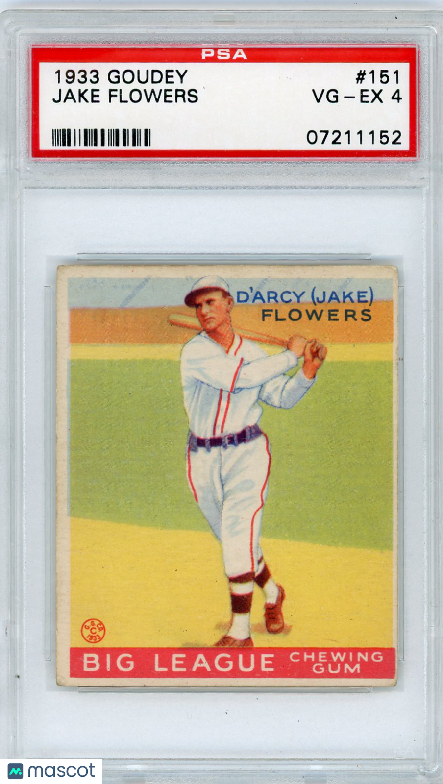 1933 Goudey Jake Flowers #151 PSA 4