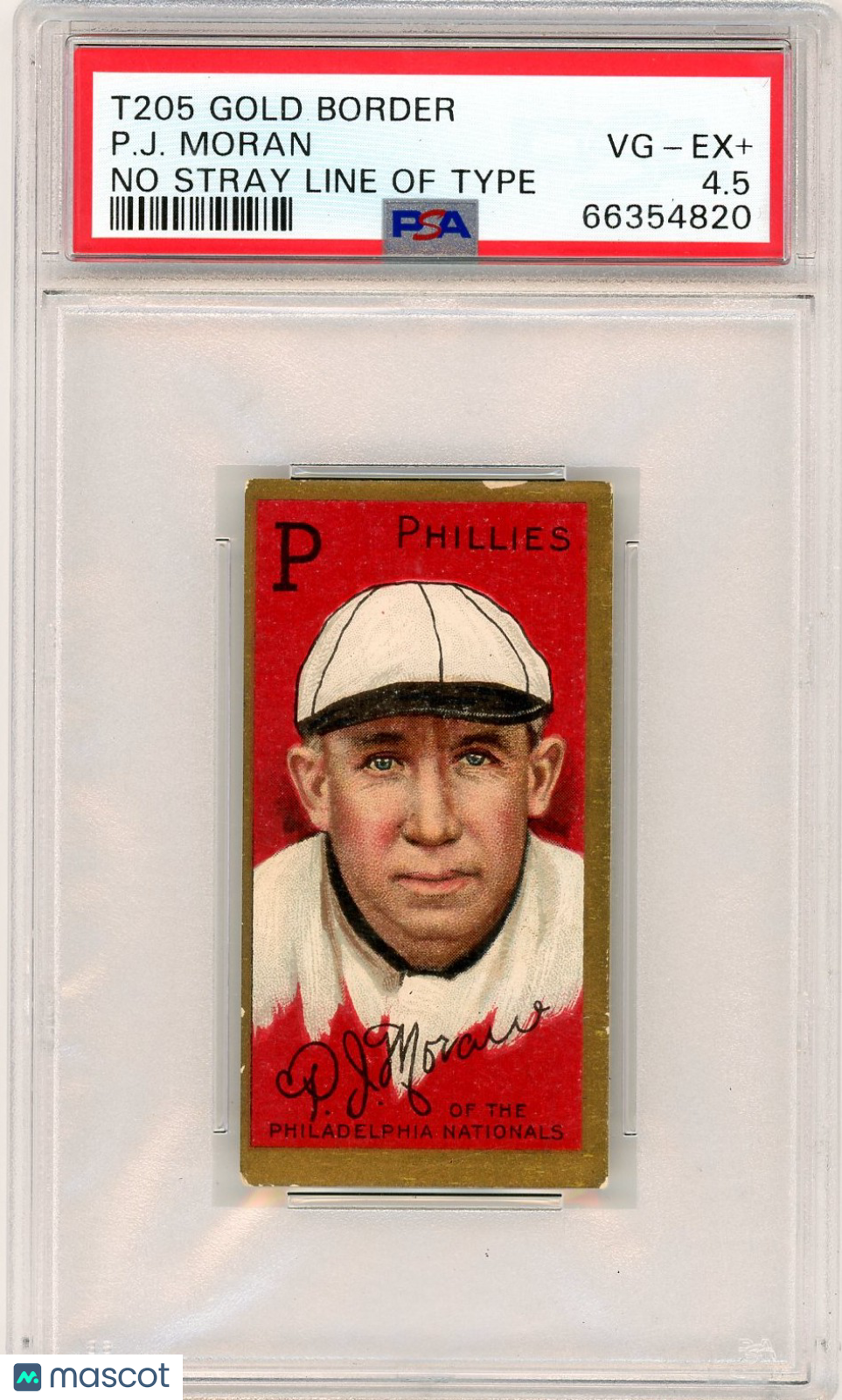 1911 T205 Gold Border P. J. Moran No Stray Line Of Type PSA 4.5