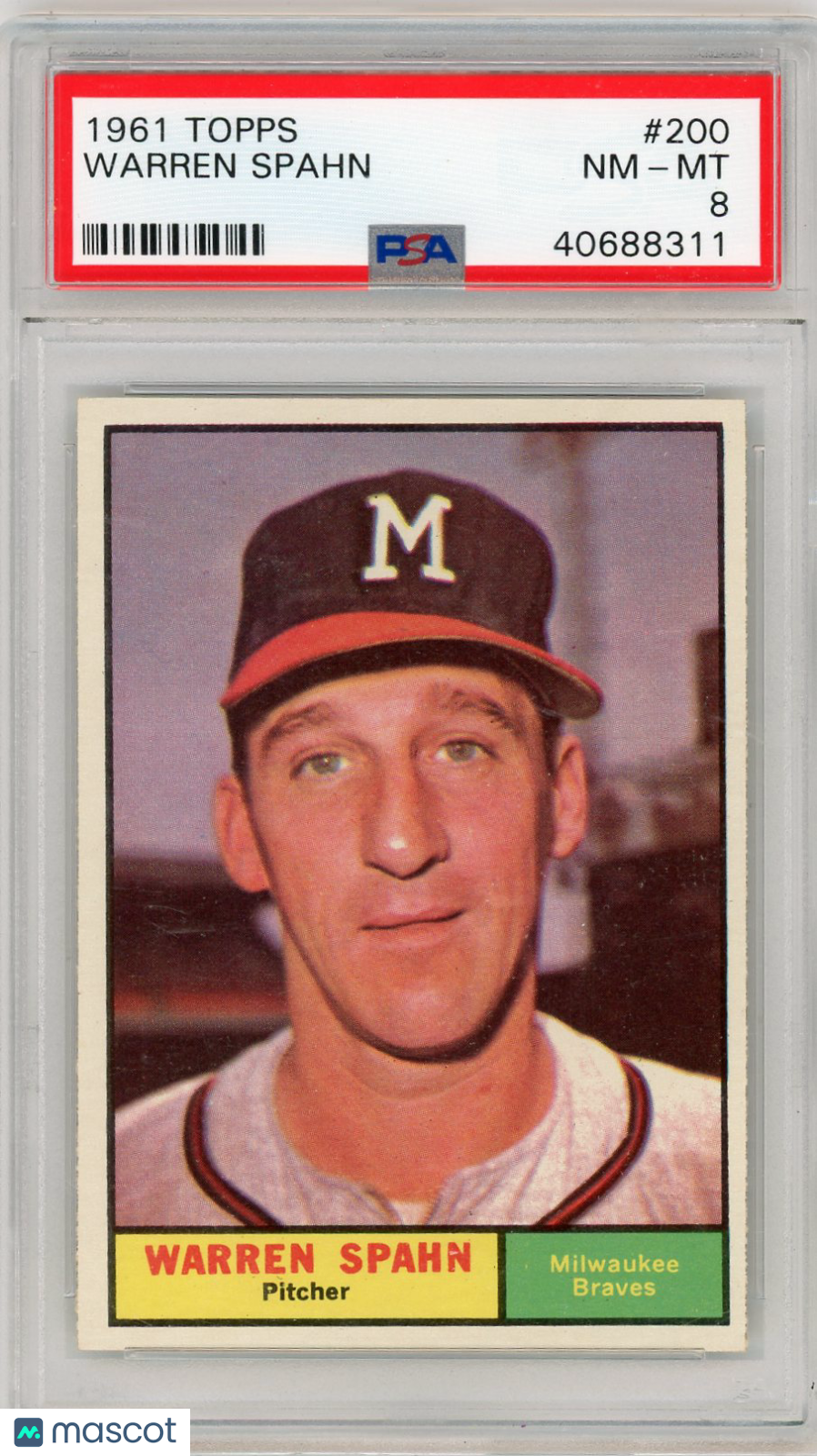 1961 Topps Warren Spahn #200 PSA 8