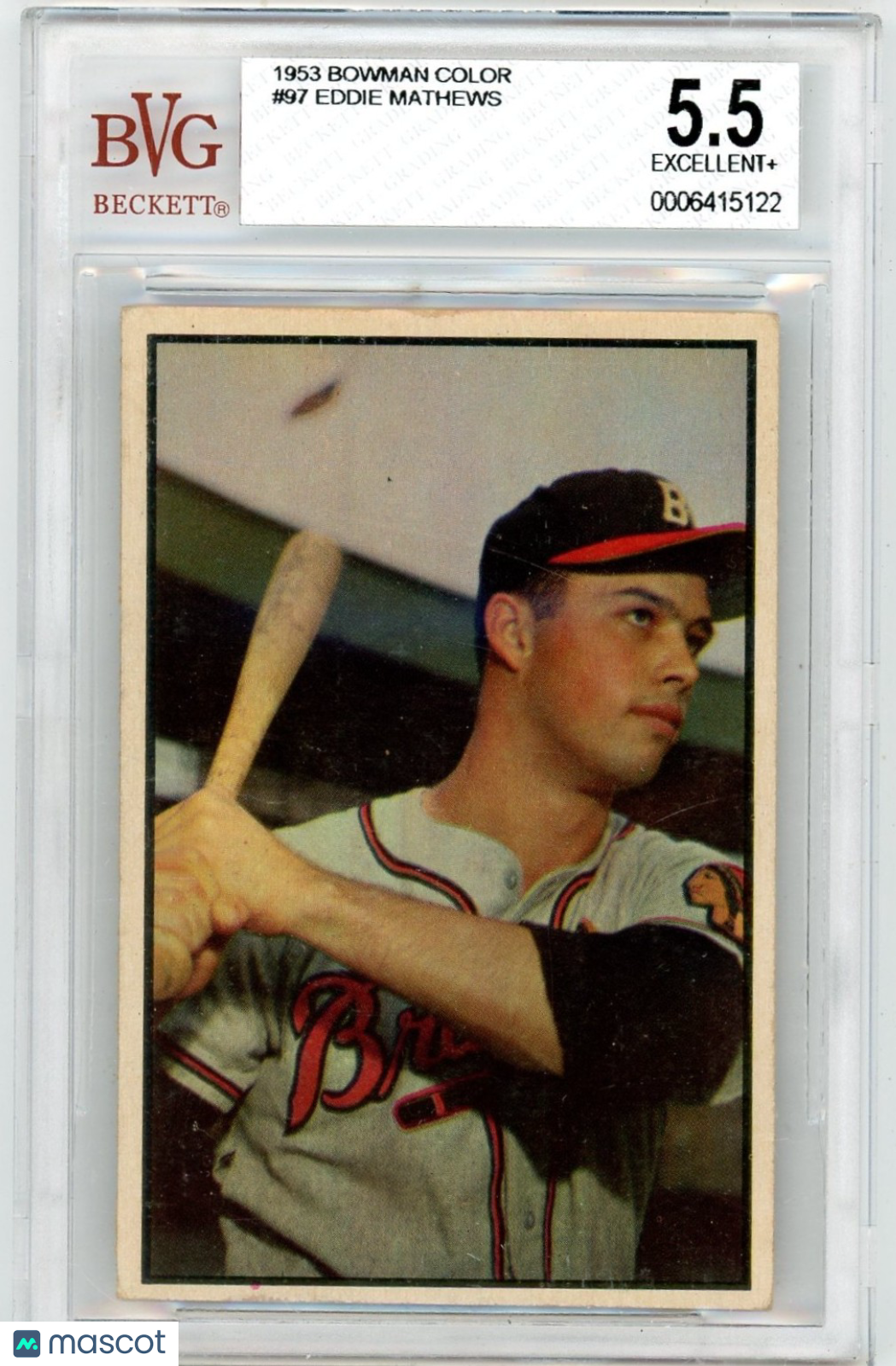 1953 Bowman Color Eddie Mathews #97 BVG 5.5