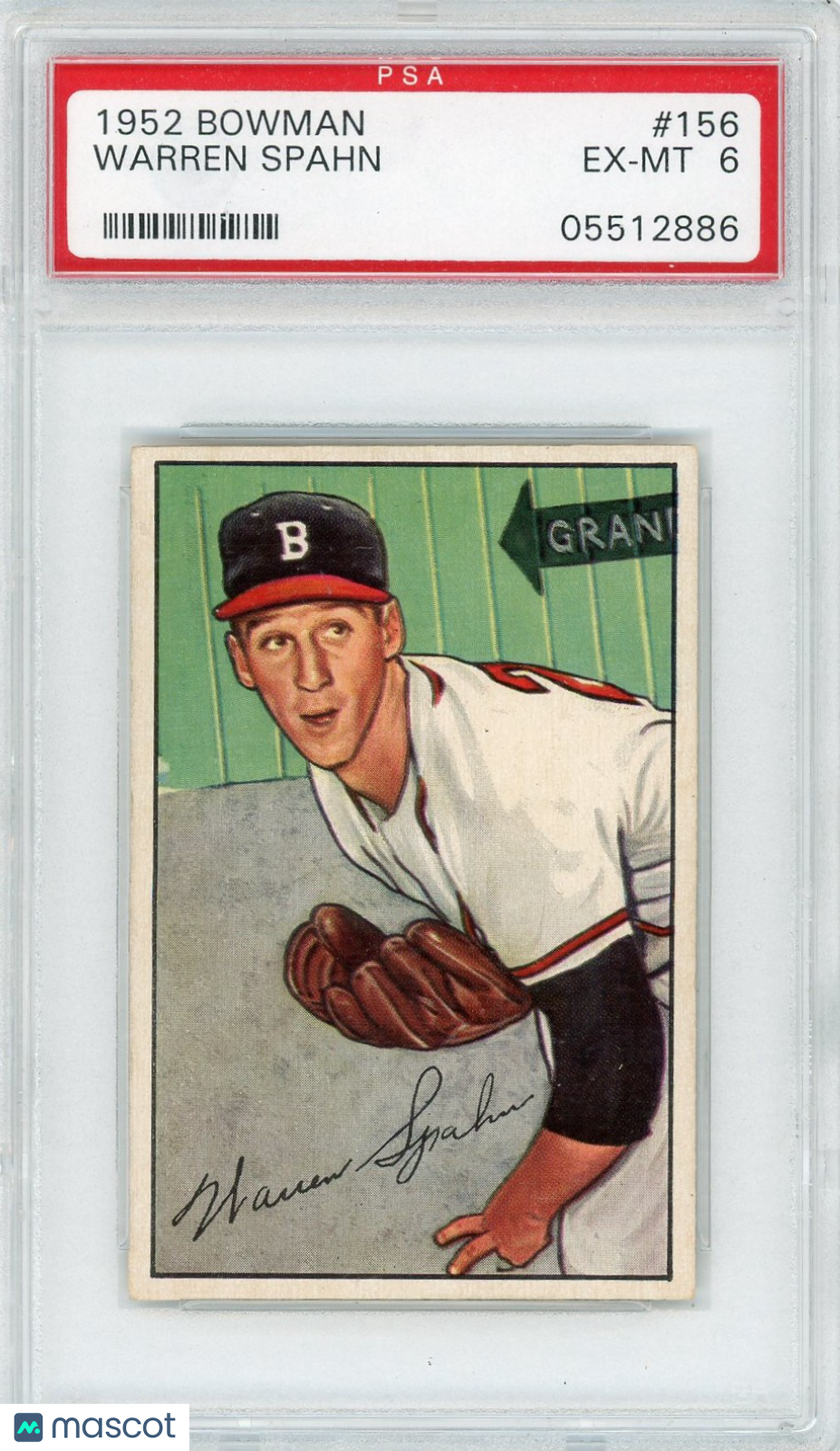 1952 Bowman Warren Spahn #156 PSA 6