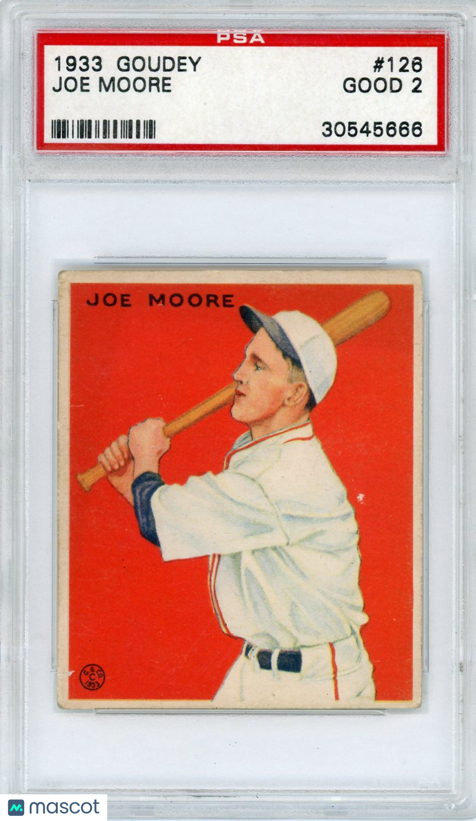 1933 Goudey Joe Moore #126 PSA 2