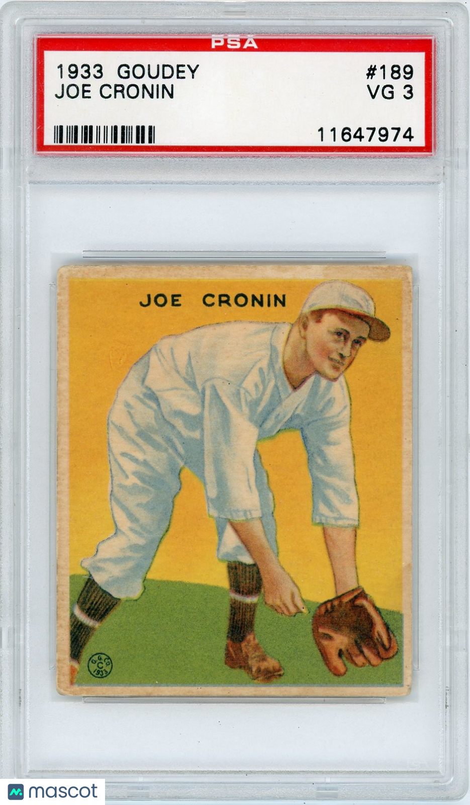 1933 Goudey Joe Cronin #189 PSA 3