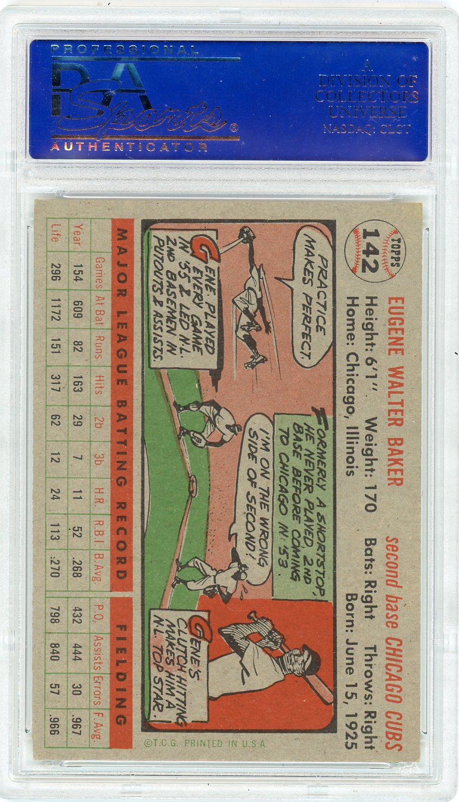 1956 Topps Gene Baker #142 Gray Back PSA 7