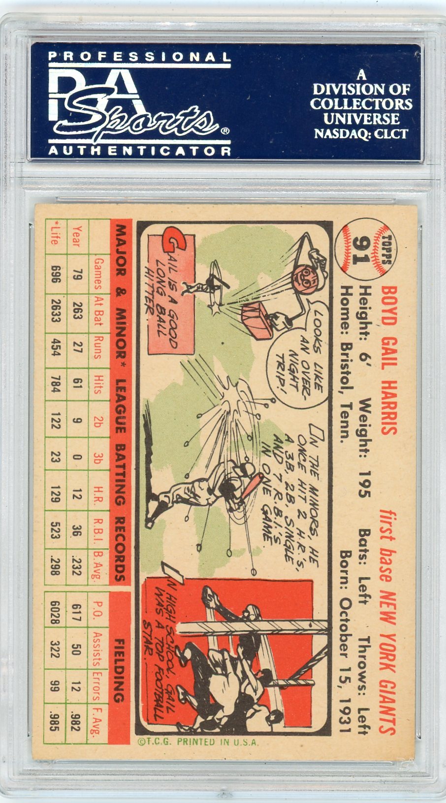 1956 Topps Gail Harris #91 White Back PSA 7