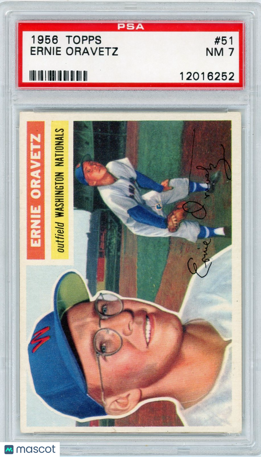 1956 Topps Ernie Oravetz #51 White Back PSA 7
