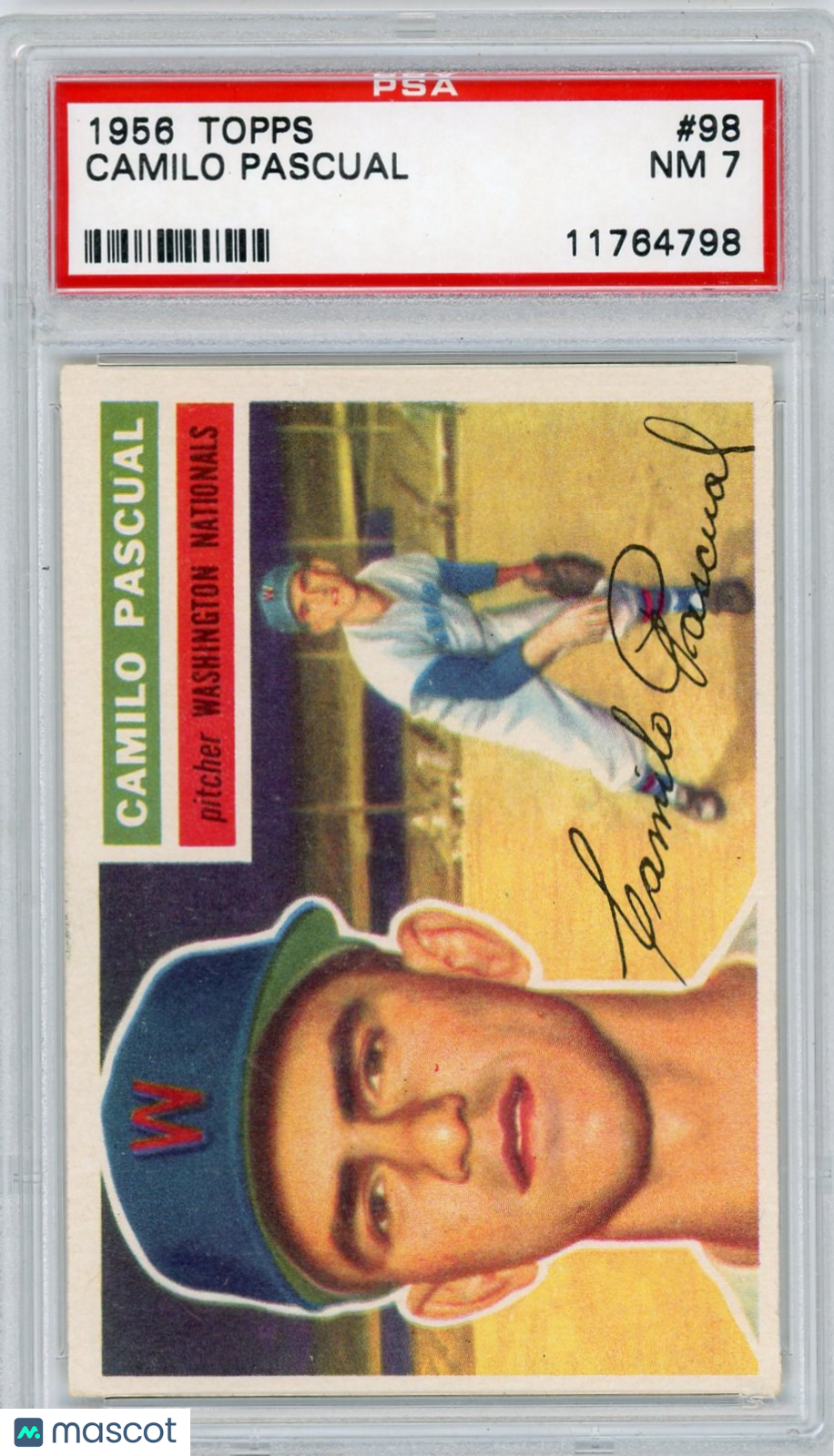 1956 Topps Camilo Pascual #98 White Back PSA 7