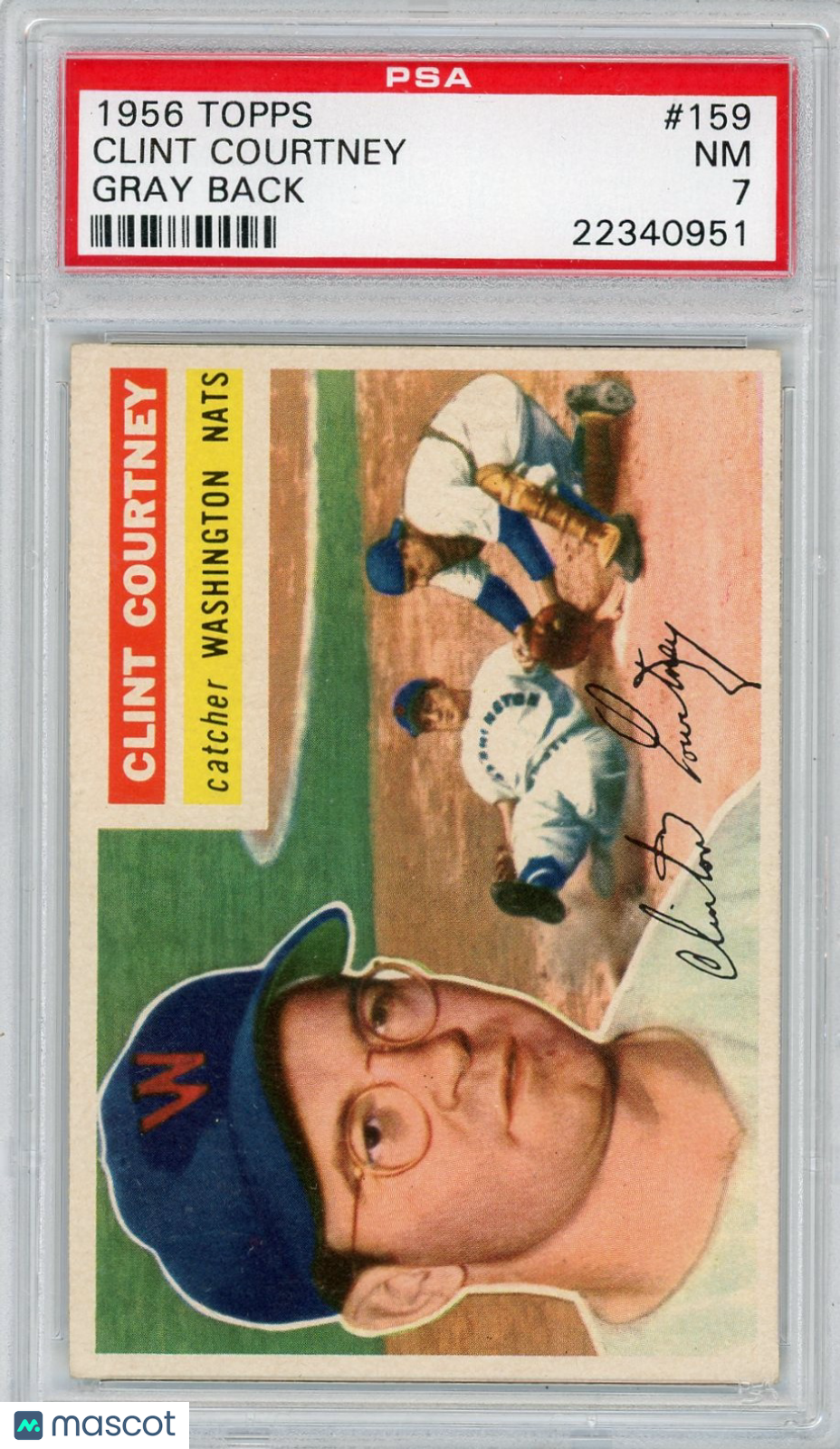1956 Topps Clint Courtney #159 Gray Back PSA 7