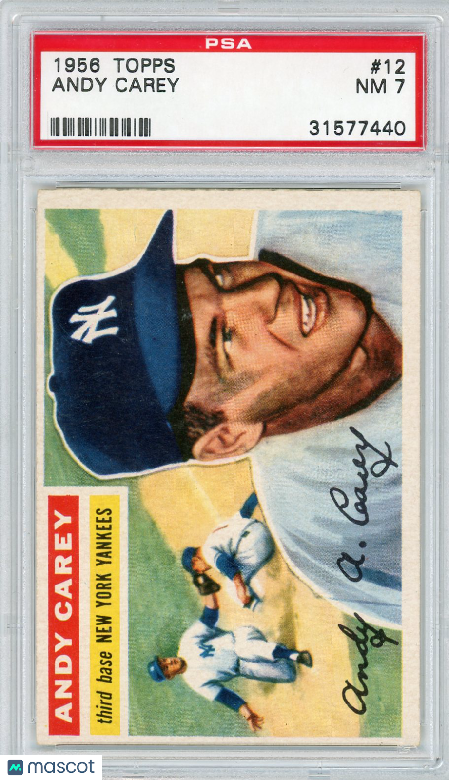 1956 Topps Andy Carey #12 White Back PSA 7