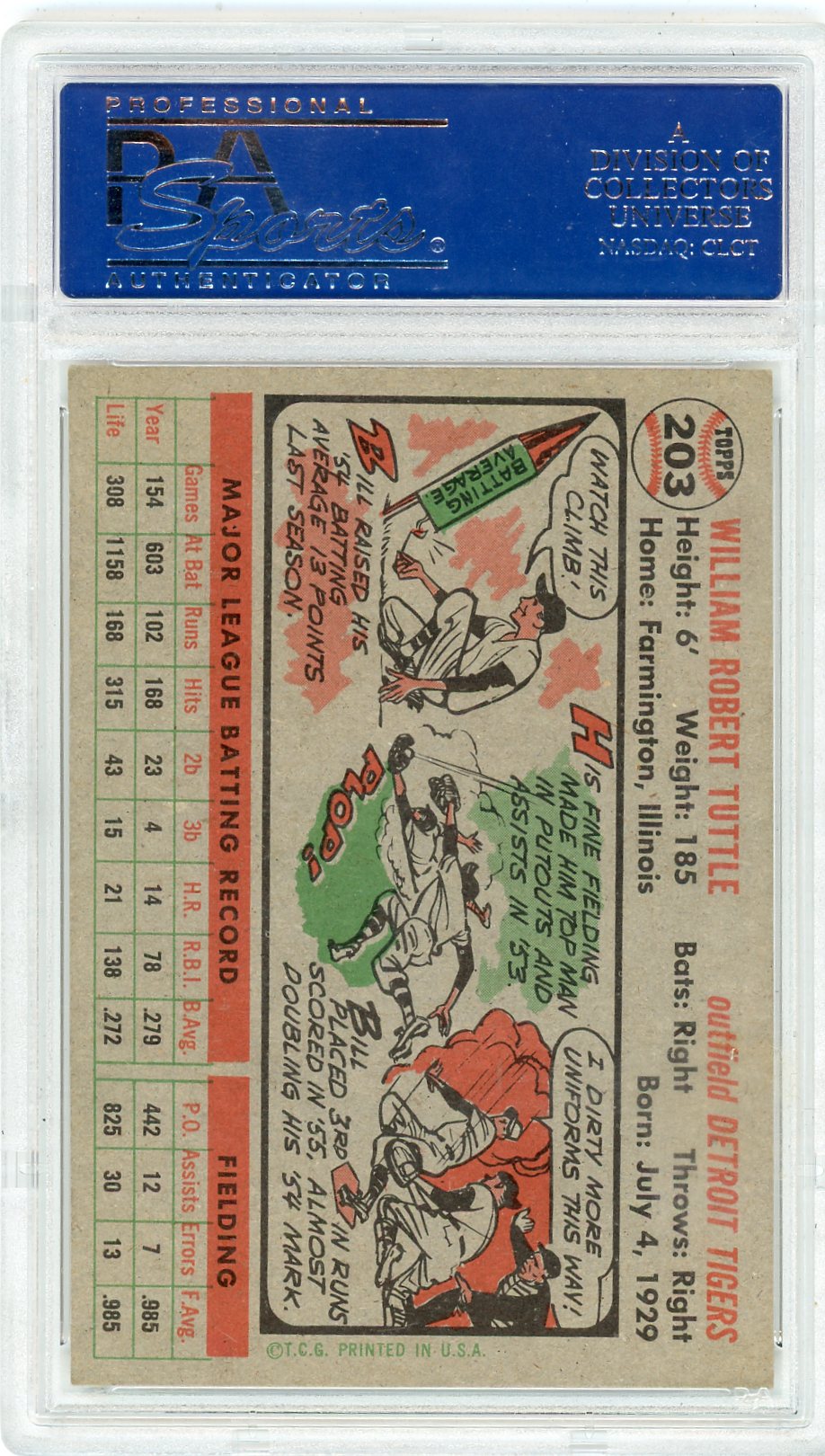 1956 Topps Bill Tuttle #203 PSA 7