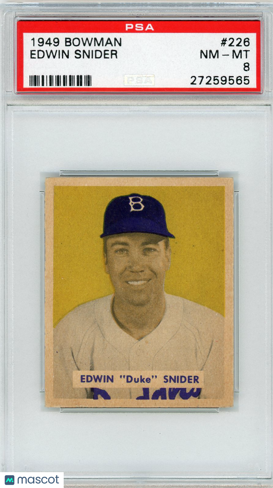 1949 Bowman Edwin Snider #226 PSA 8