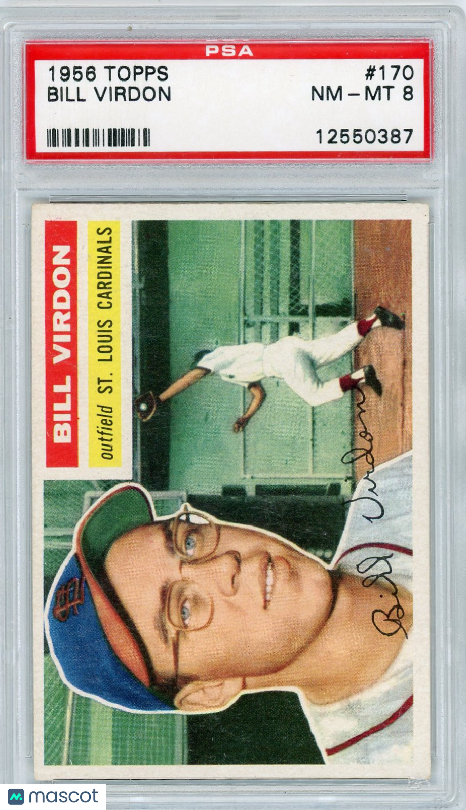 1956 Topps Bill Virdon #170 Gray Back PSA 8