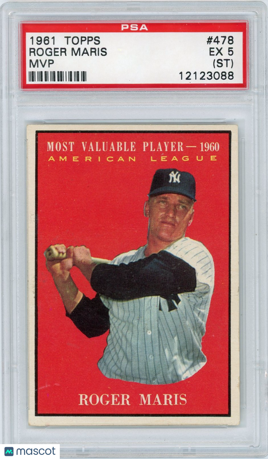 1961 Topps Roger Maris #478 MVP PSA 5 ST