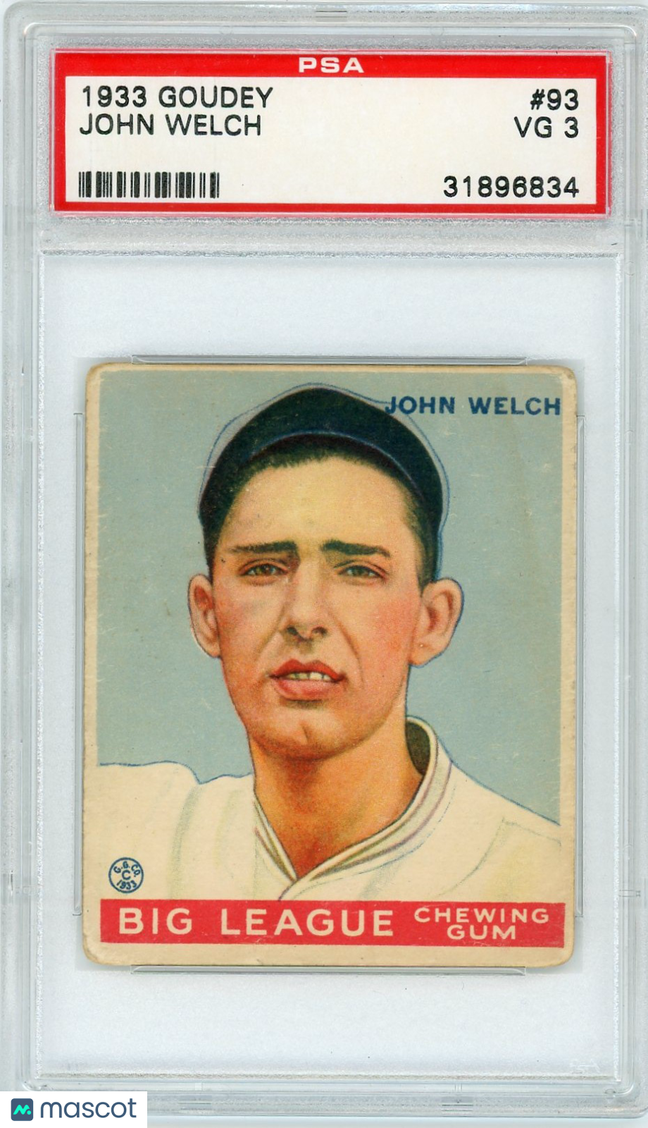 1933 Goudey John Welch #93 PSA 3