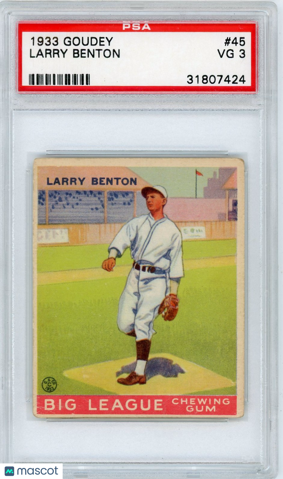 1933 Goudey Larry Benton #45 PSA 3
