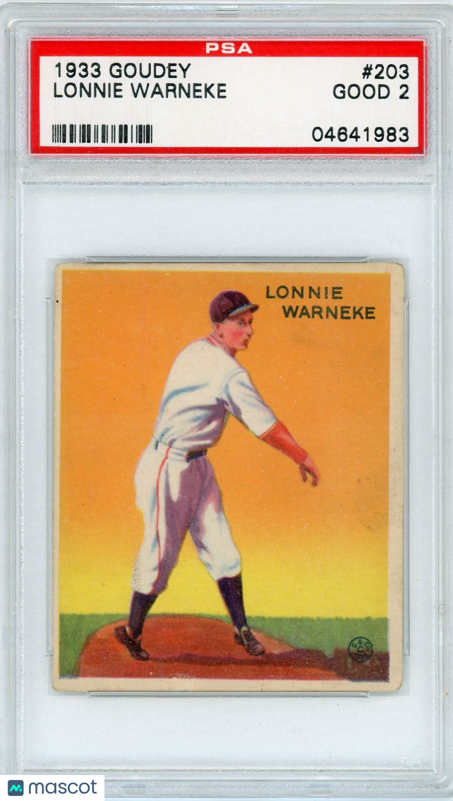 1933 Goudey Lonnie Warneke #203 PSA 2