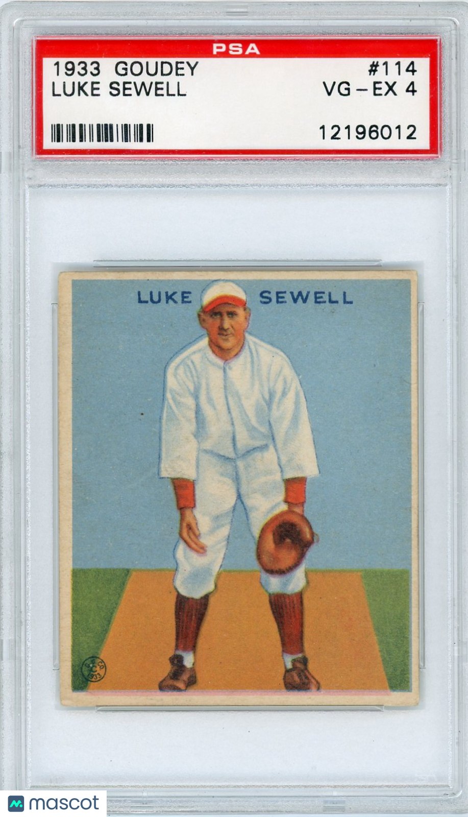 1933 Goudey Luke Sewell #114 PSA 4