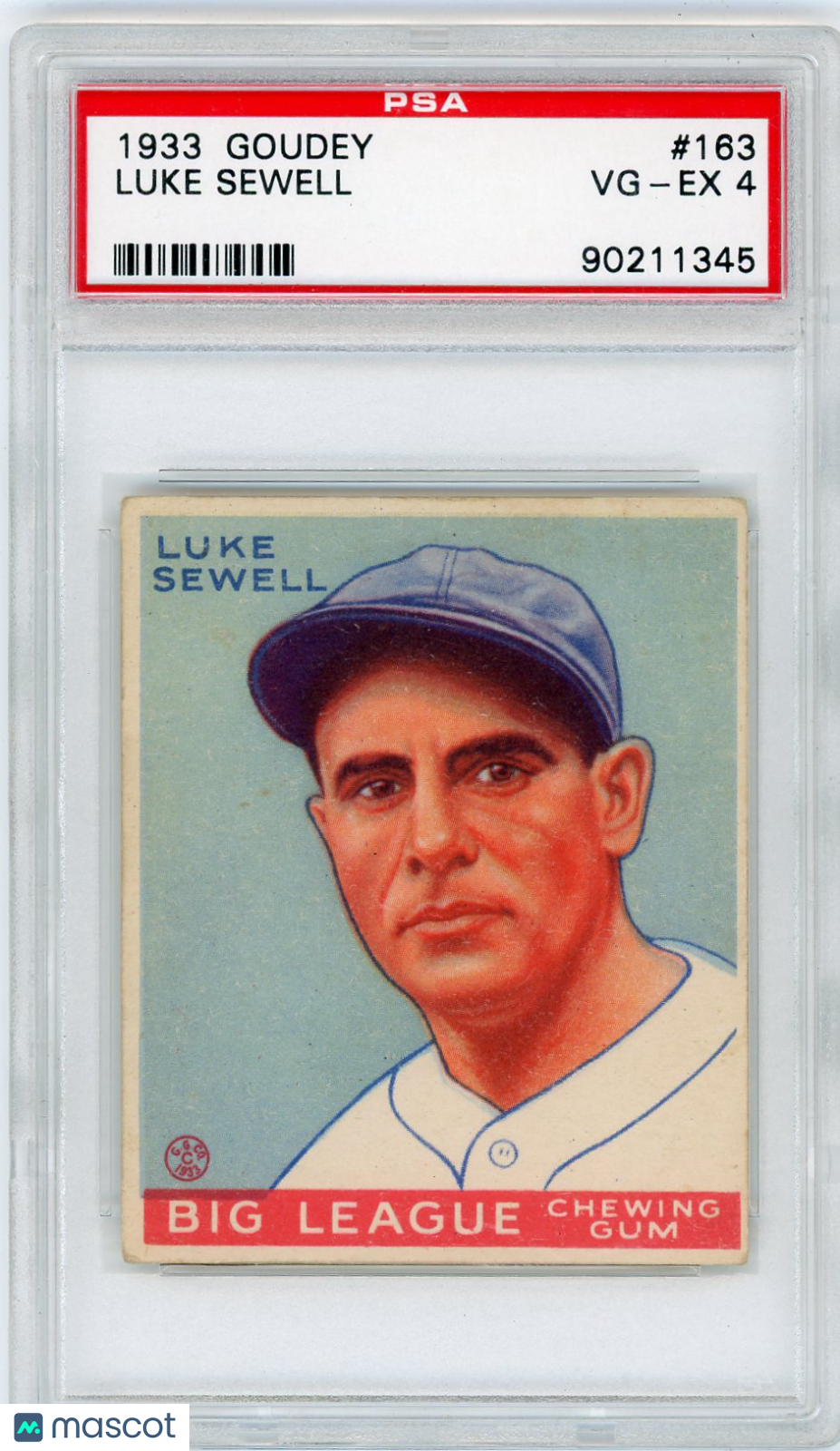 1933 Goudey Luke Sewell #163 PSA 4