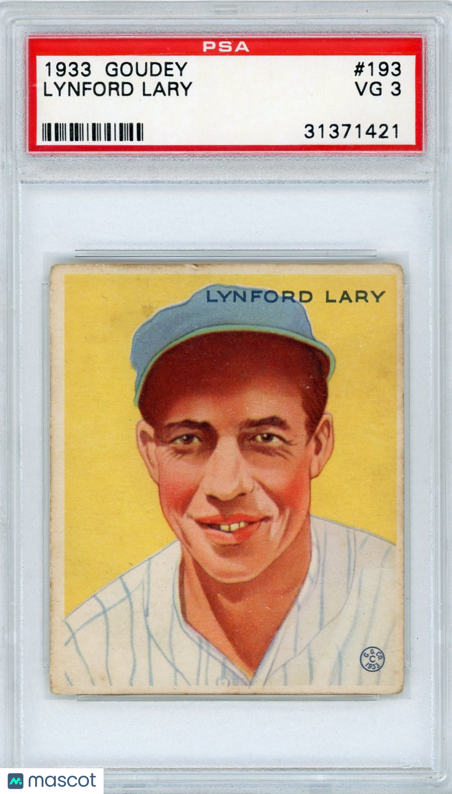 1933 Goudey Lynford Lary #193 PSA 3