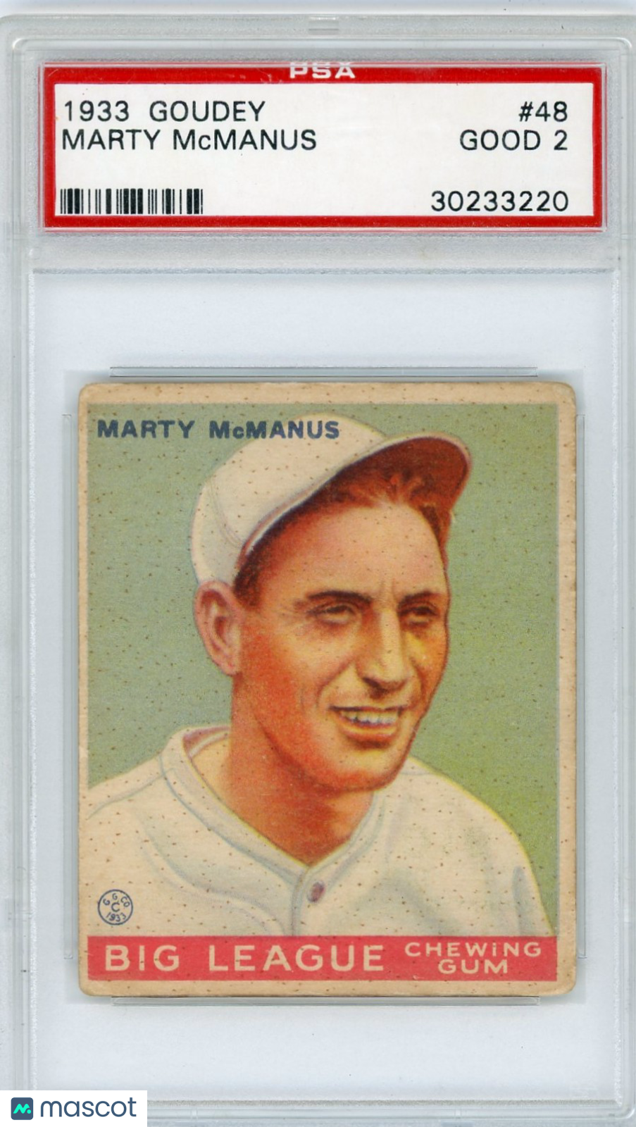 1933 Goudey Marty Mcmanus #48 PSA 2