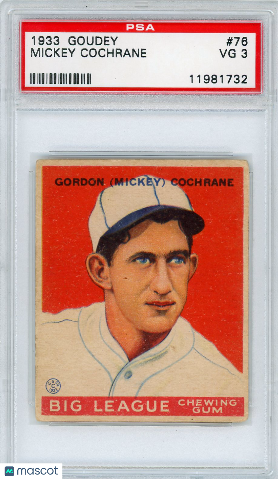 1933 Goudey Mickey Cochrane #76 PSA 3