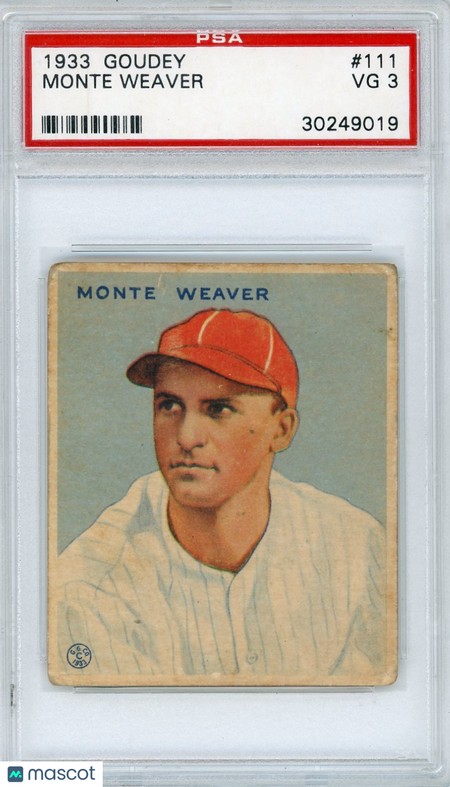 1933 Goudey Monte Weaver #111 PSA 3