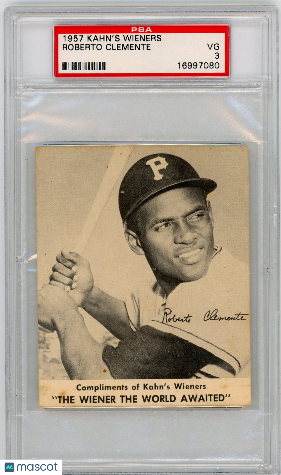 1957 Kahn's Wieners Roberto Clemente PSA 3