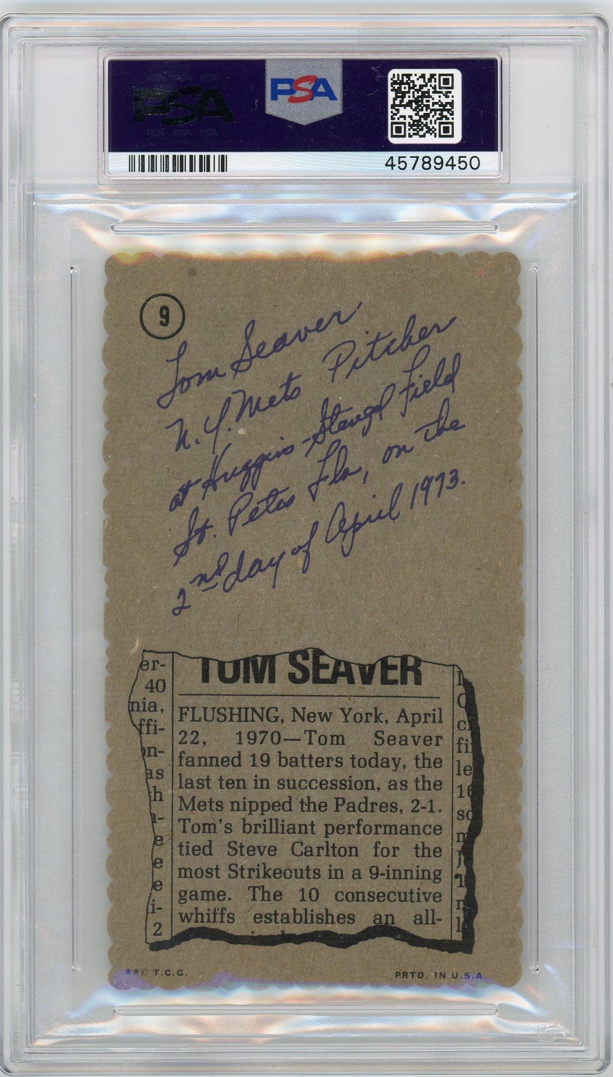 1974 Topps Deckle Edge Tom Seaver #9 PSA 6