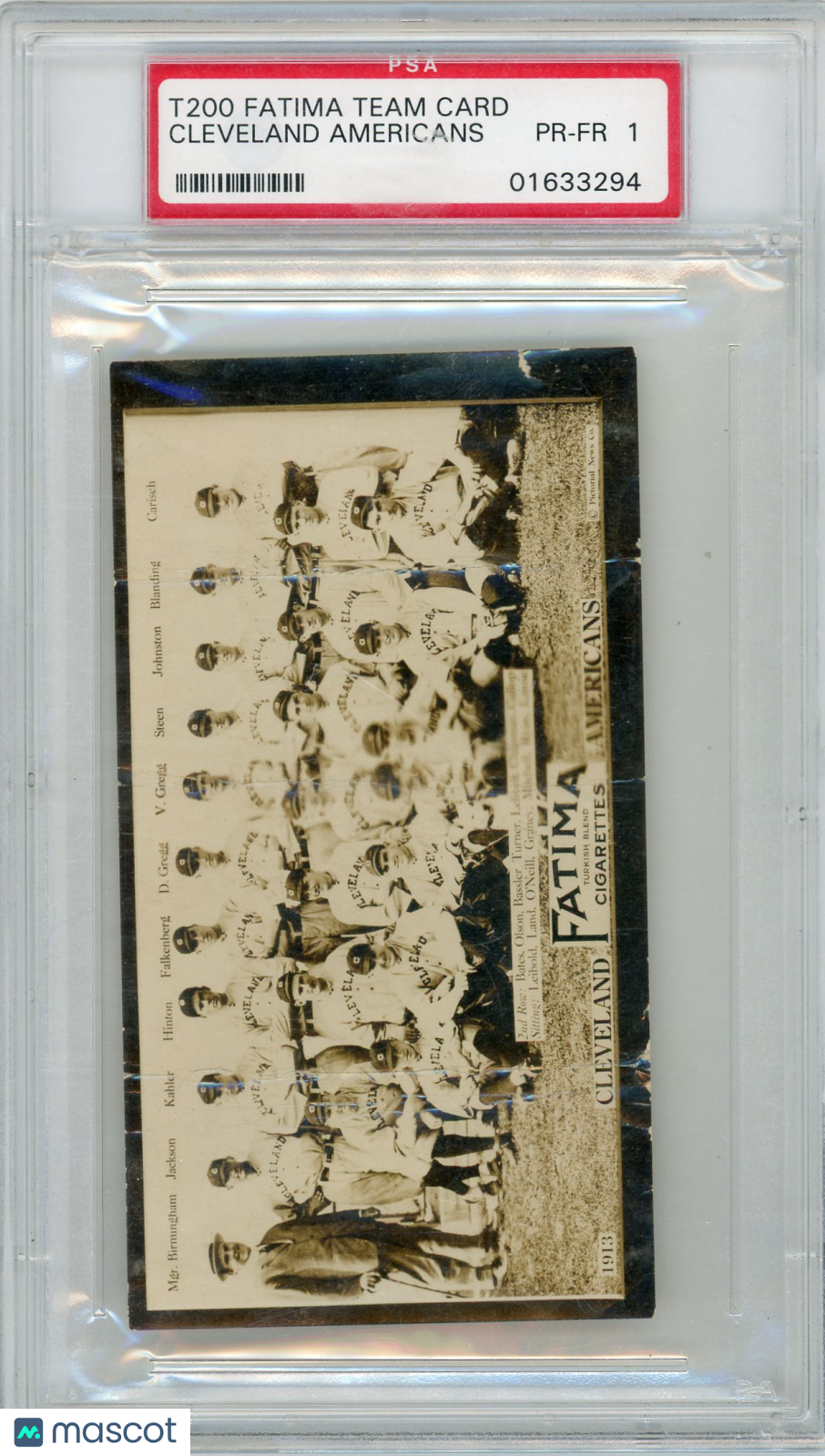 1913 T200 Fatima Team Cleveland Americans PSA 1