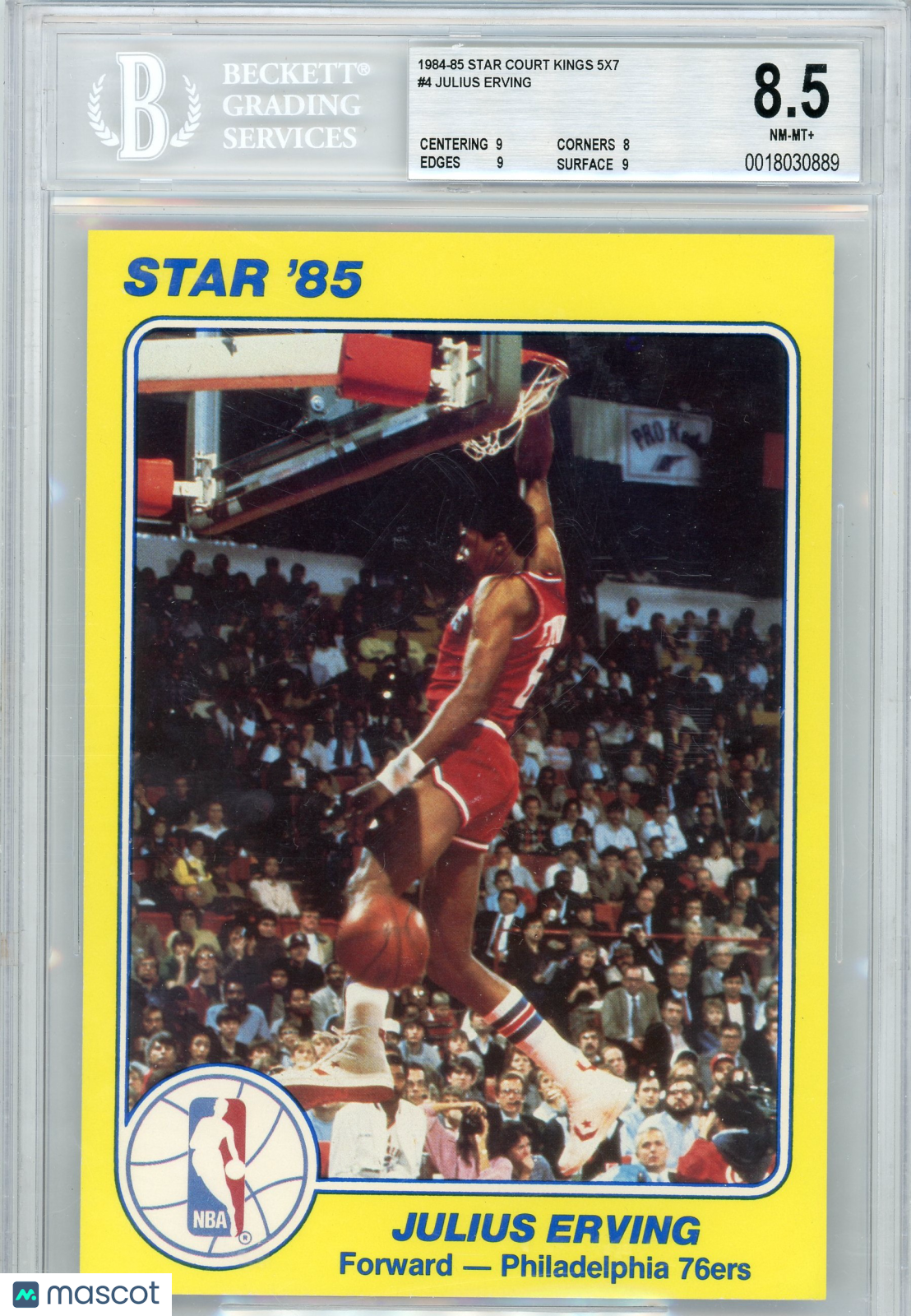 1984 Star Court Kings 5x7 Julius Erving #4 BGS 8.5