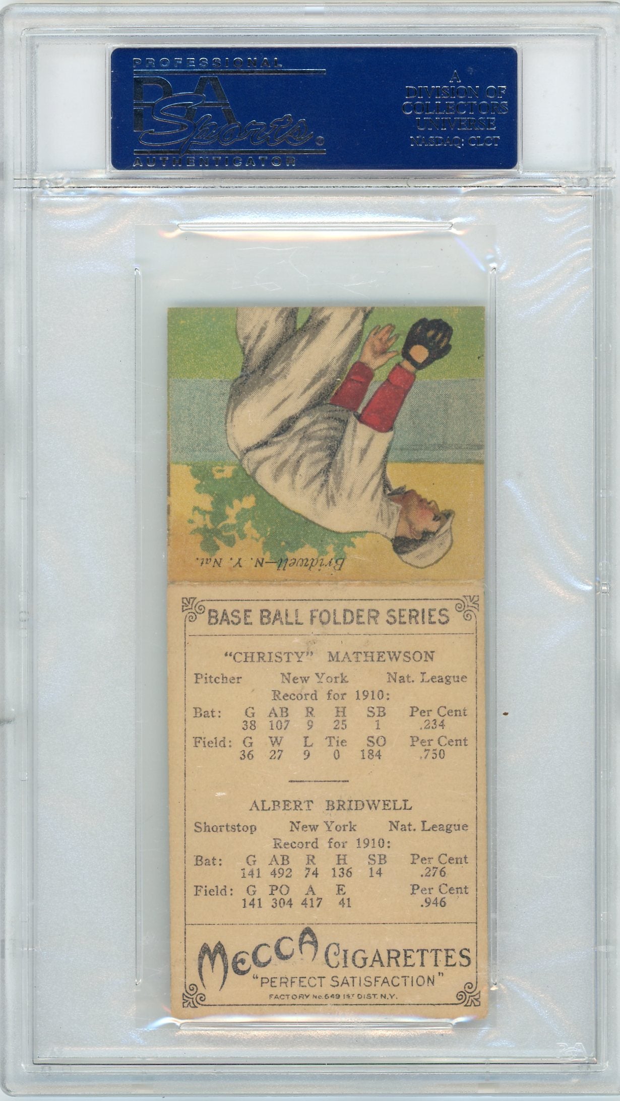1911 T201 Mecca Double Folders Bridwell Matthewson (Mathewson) PSA 5