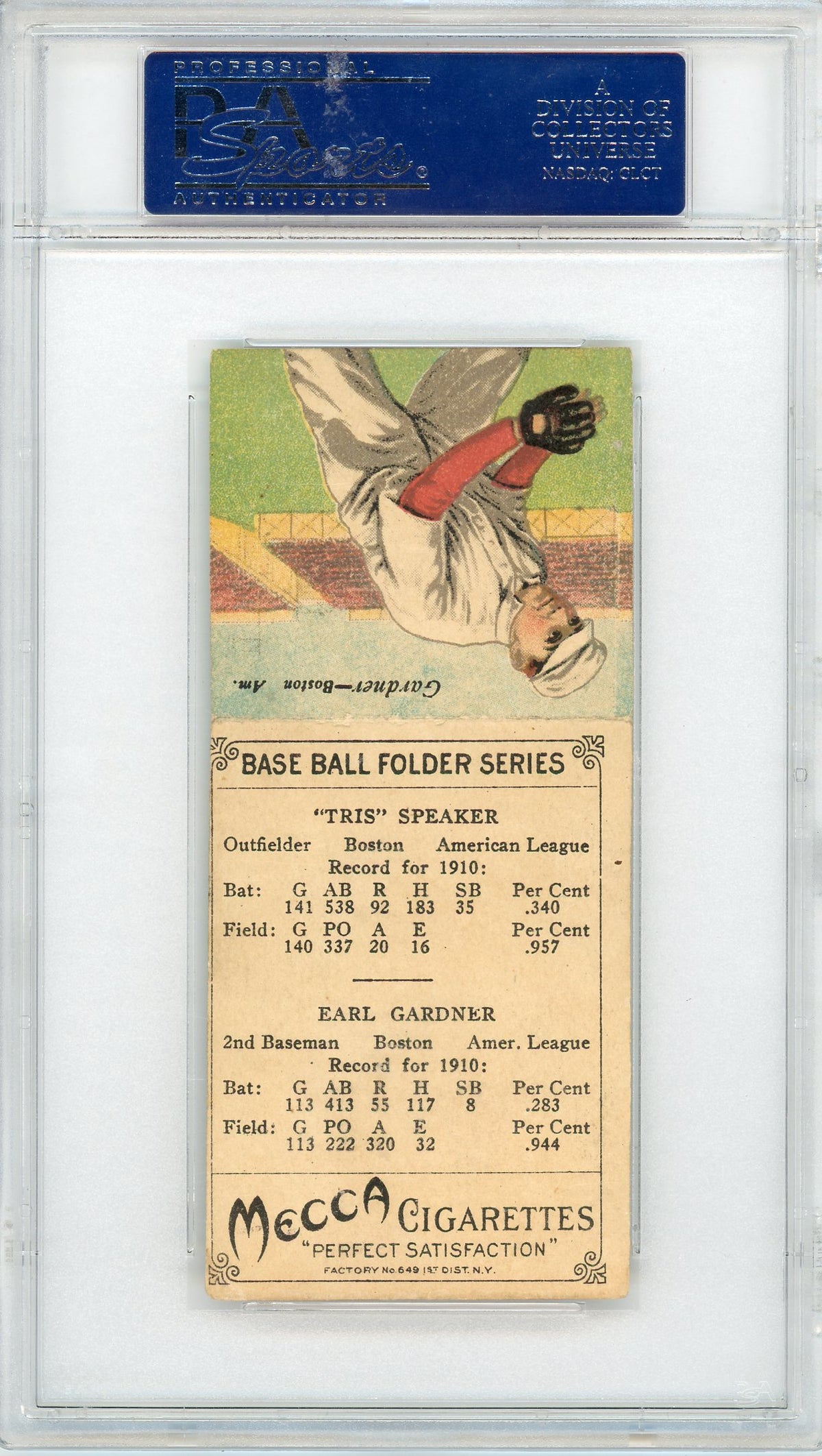 1911 T201 Mecca Double Folders E. Gardner T. Speaker PSA 5
