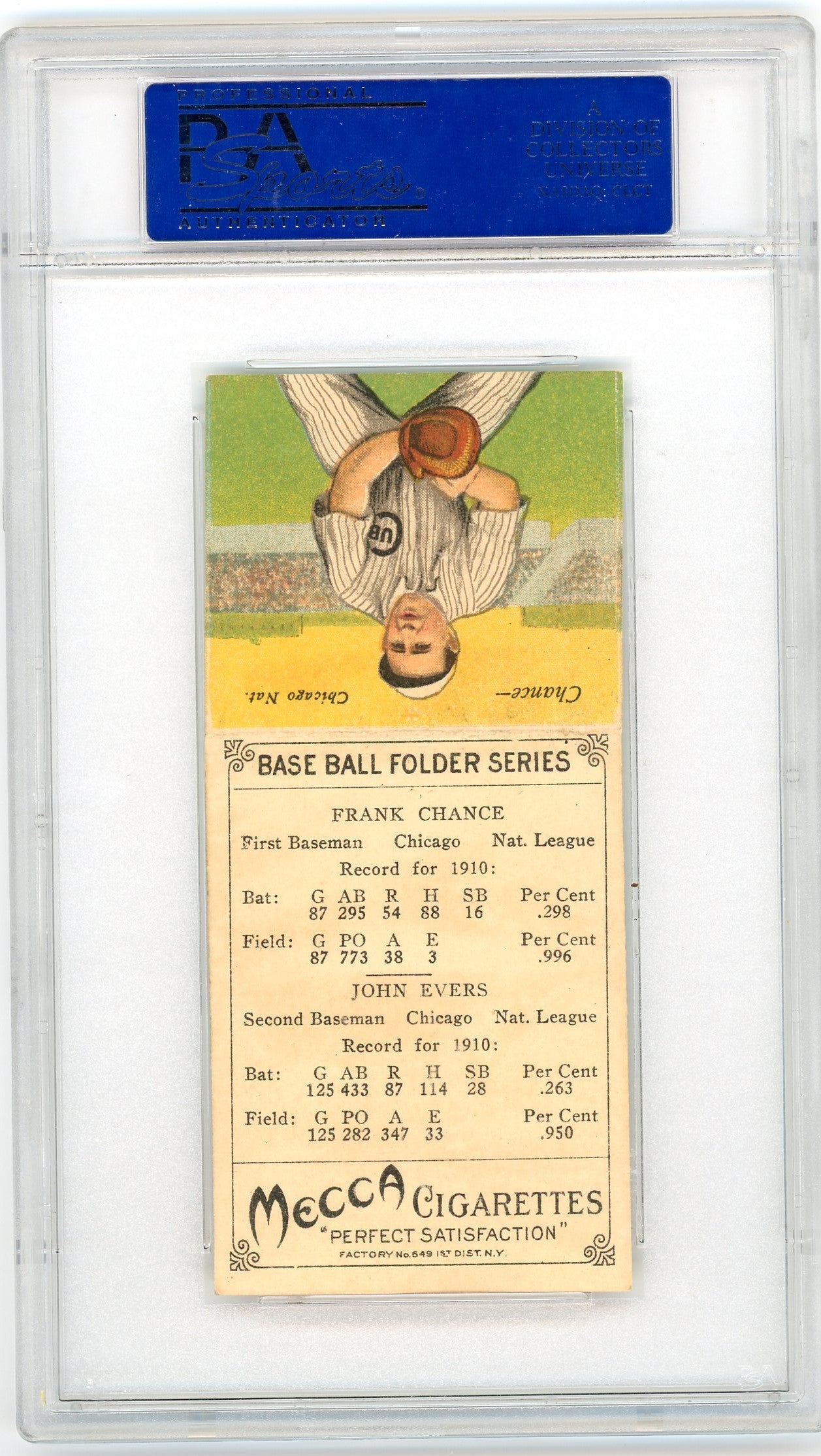 1911 T201 Mecca Double Folders F. Chance J. Evers PSA 6