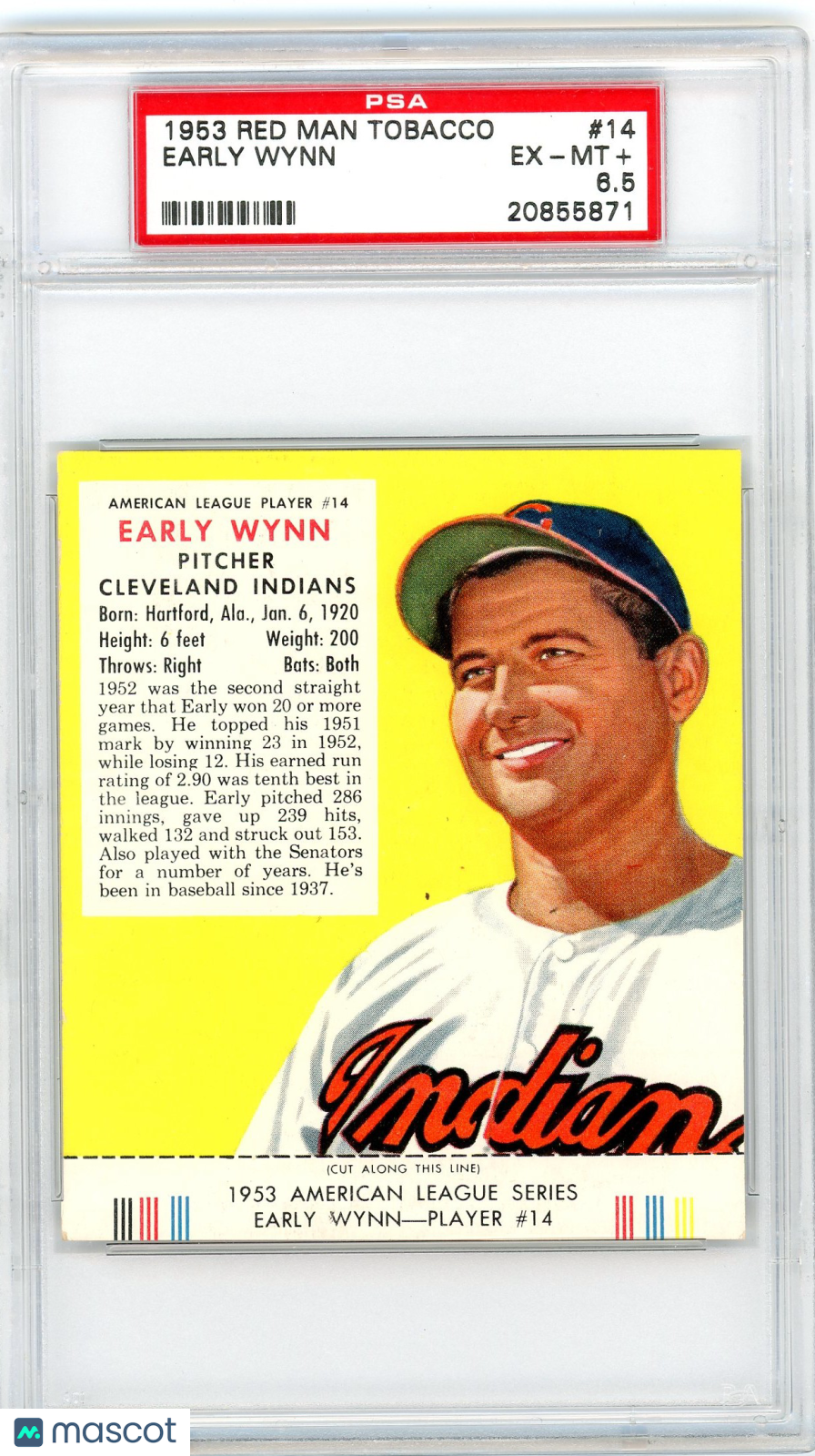 1953 Red Man Tobacco Early Wynn #14 PSA 6.5