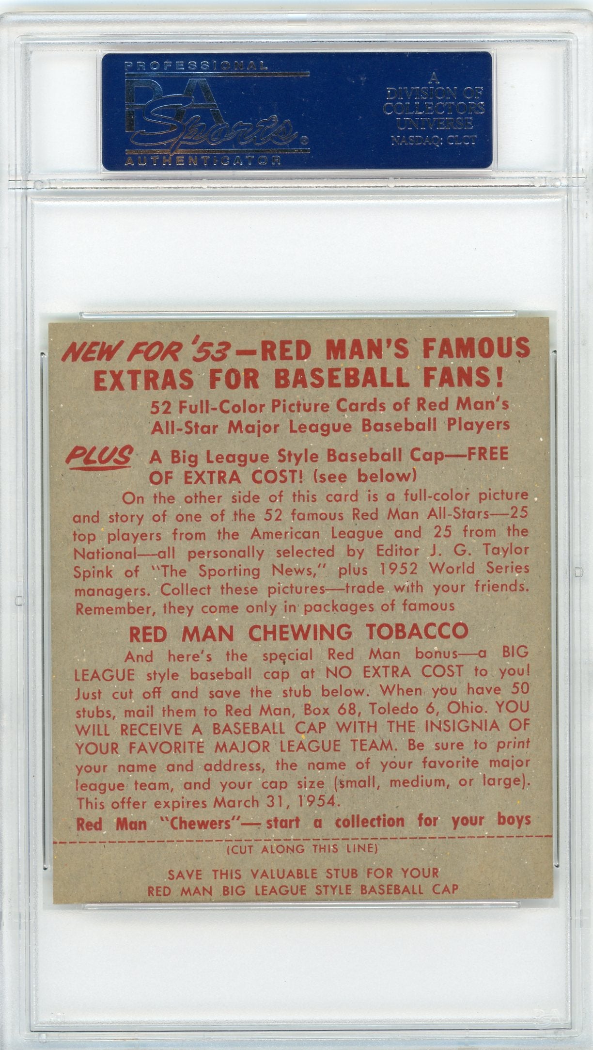 1953 Red Man Tobacco Early Wynn #14 PSA 6.5