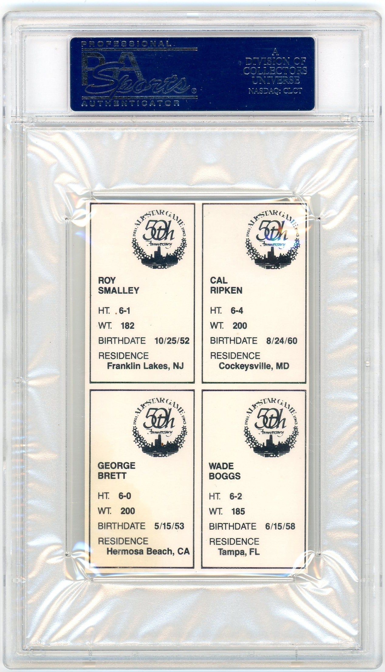 1983 All-Star Game Program Inserts-Hand Cut Smalley Ripken Boggs Brett PSA 10