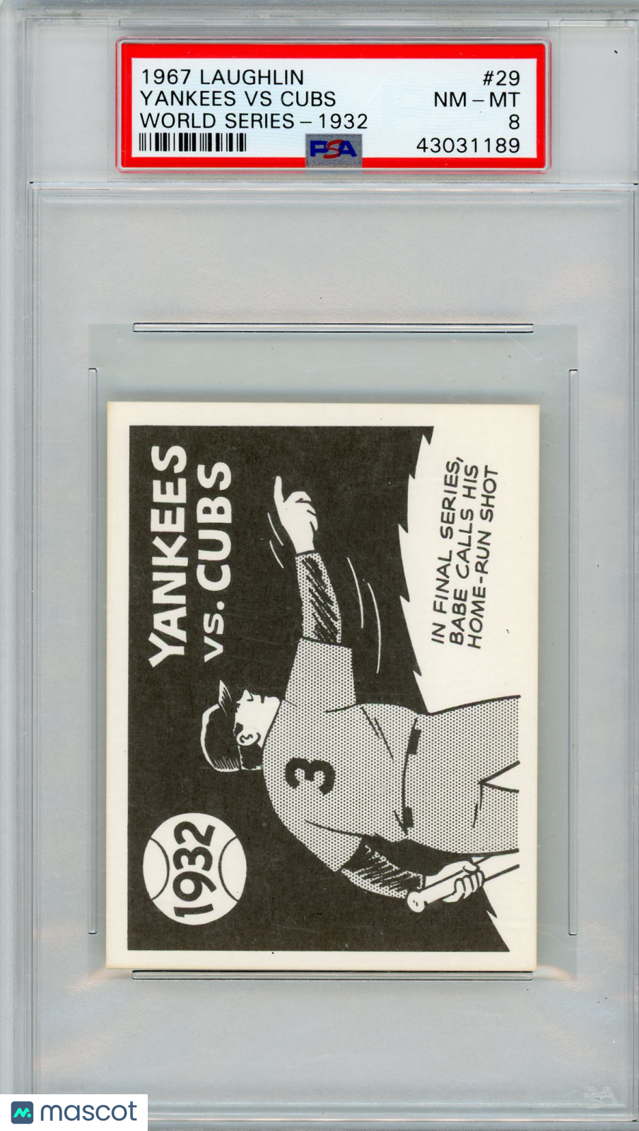 1967 Laughlin World Series Yankees VS Cubs #29 1932 PSA 8
