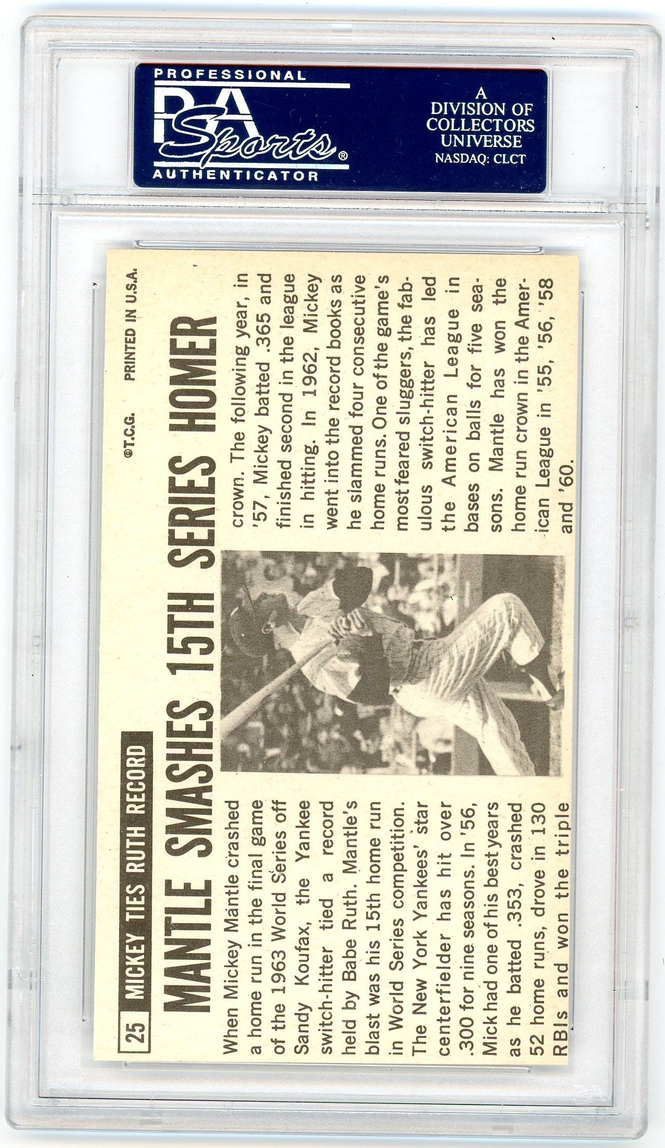 1964 Topps Giants Mickey Mantle #25 PSA 6
