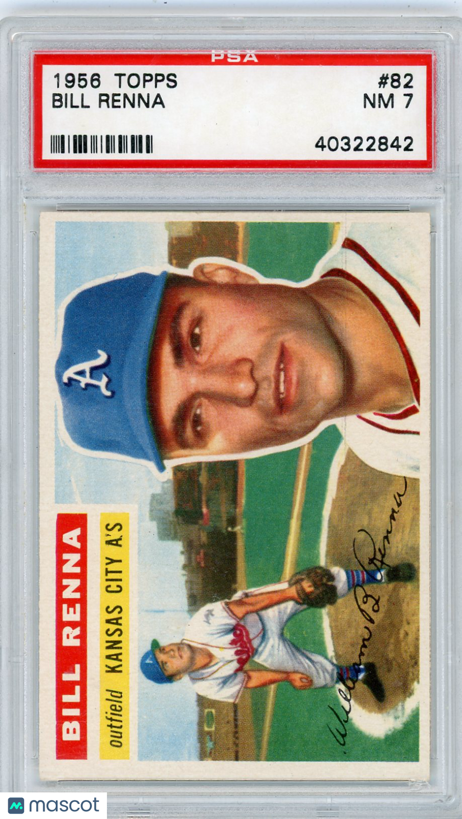 1956 Topps Bill Renna #82 White Back PSA 7