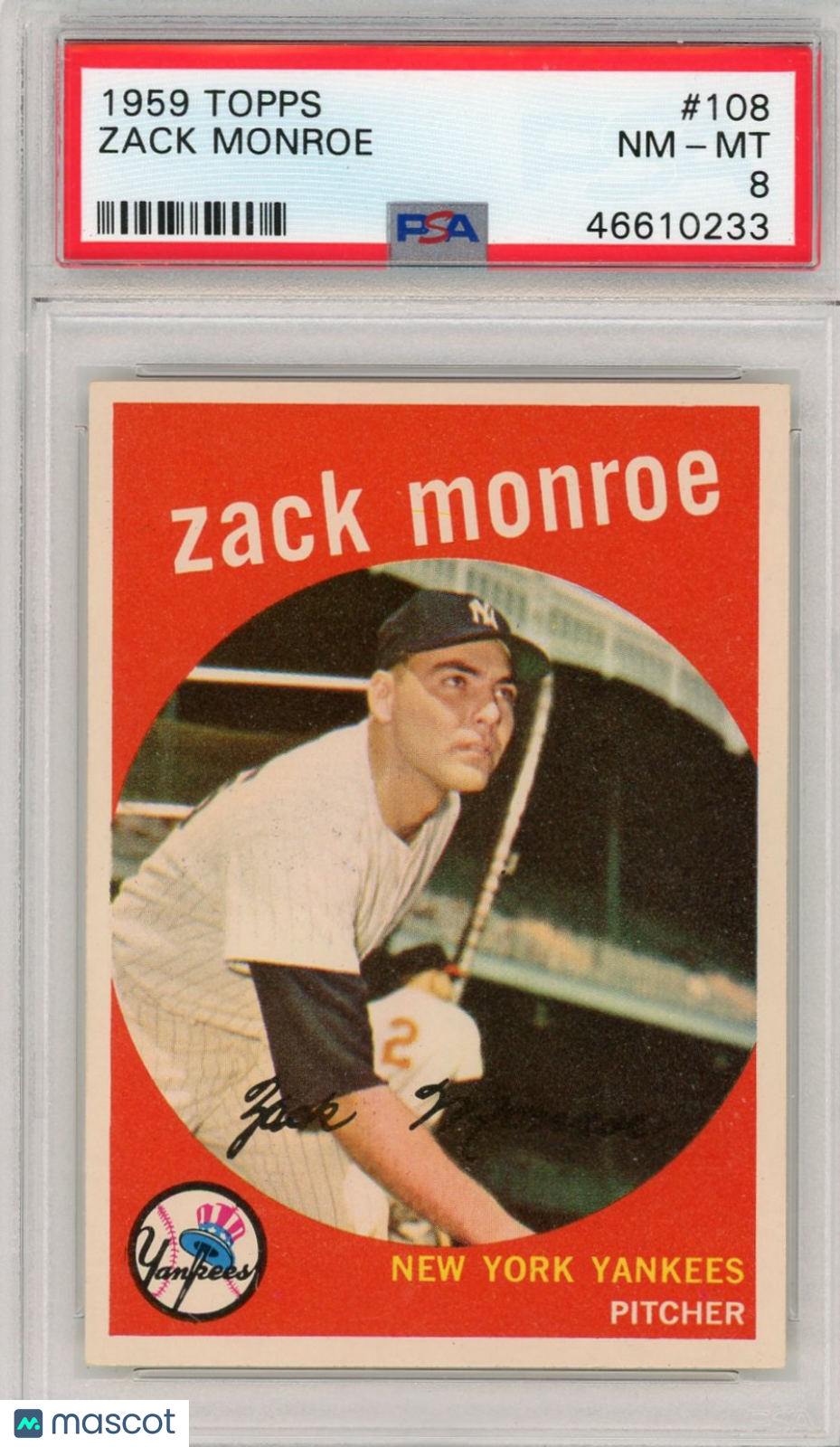 1959 Topps Zack Monroe #108 PSA 8