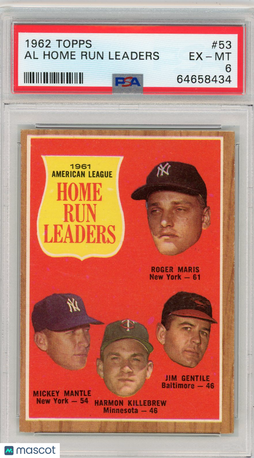 1962 Topps Al Home Run Leaders #53 PSA 6
