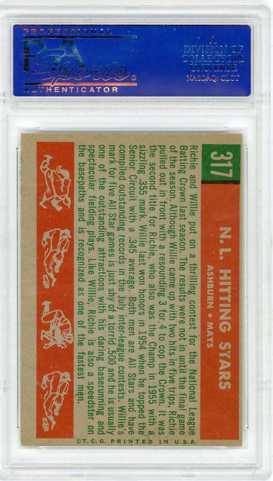 1959 Topps N. L. Hitting Kings #317 Ashburn Mays PSA 7