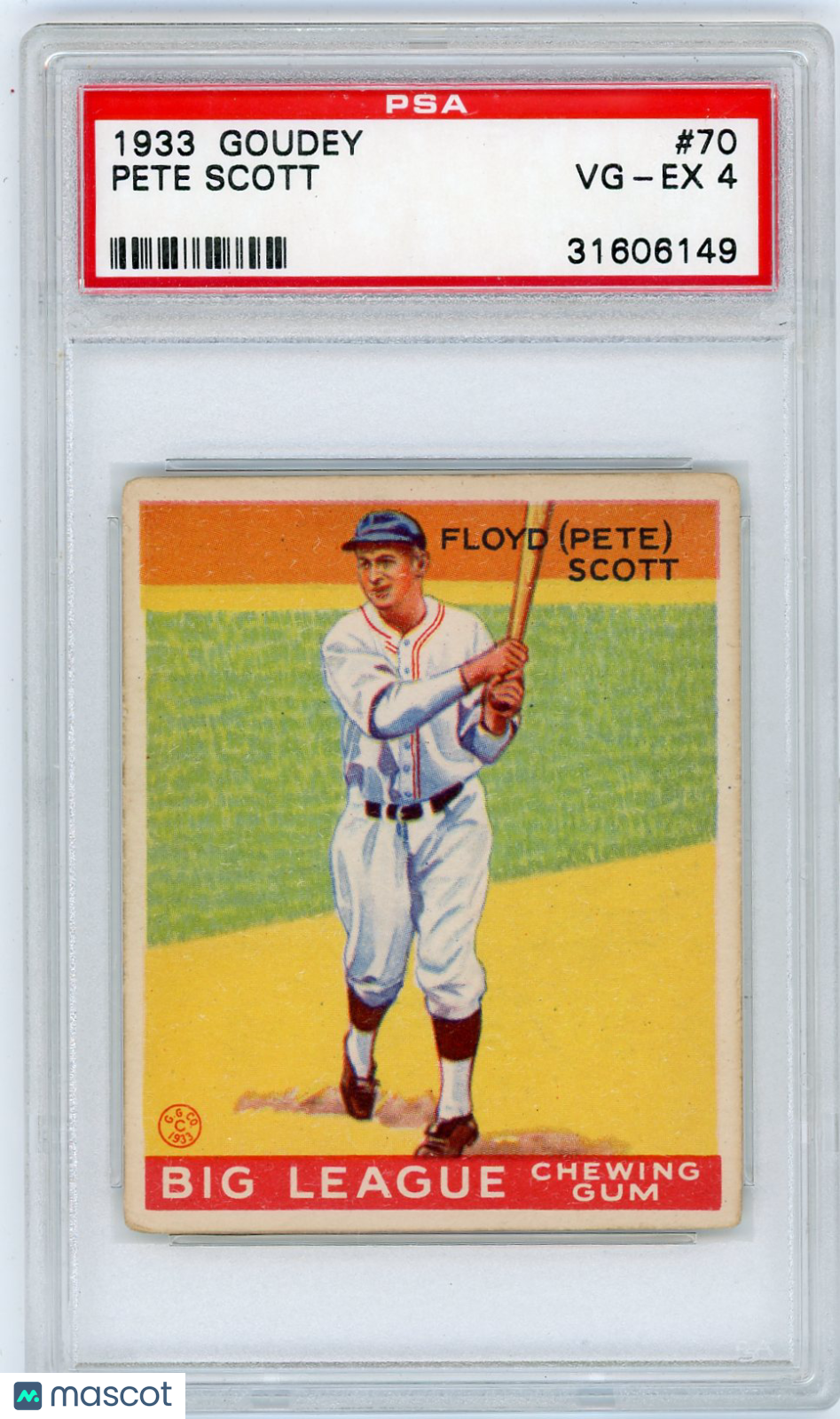 1933 Goudey Pete Scott #70 PSA 4